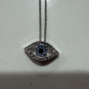Elegant Silver Evil Eye Pendant Necklace